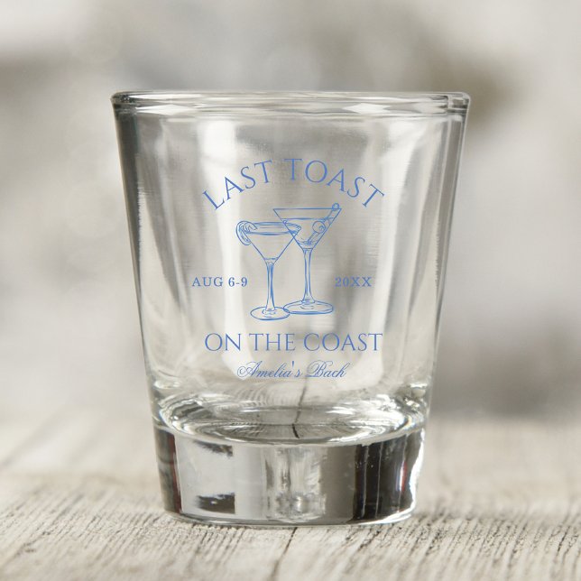 Last Toast on the Coast Beach Blue Bachelorette Shot Glass (Creator Uploaded)