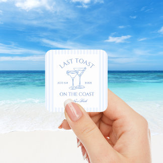 Last Toast on the Coast Beach Blue Bachelorette Square Sticker