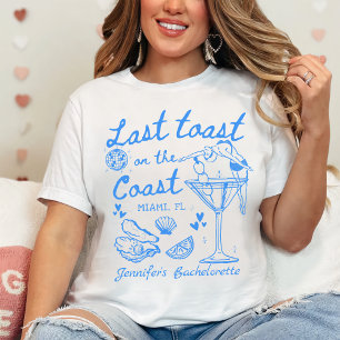 Last Toast On The Coast Beach Blue Bachelorette T-Shirt