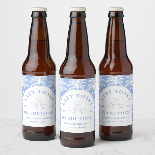 Last Toast On The Coast Beach Coastal Bachelorette Beer Bottle Label (Bottles)