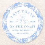 Last Toast On The Coast Beach Coastal Bachelorette Round Paper Coaster<br><div class="desc">Introducing our "Last Toast On The Coast" Beach Coastal Bachelorette Round Paper Coasters, the perfect addition to your seaside celebration! Crafted with a charming coastal-inspired design, these coasters add a touch of elegance to your bachelorette party. Whether you're serving cocktails, wine, or refreshing beverages, these coasters protect your surfaces in...</div>