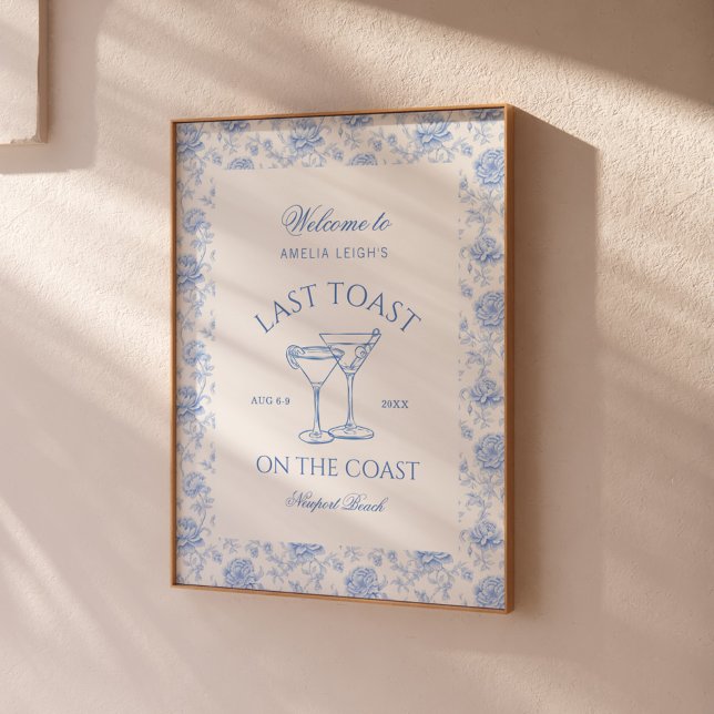 Last Toast on the Coast Beach Floral Bachelorette Poster (Creator Uploaded)
