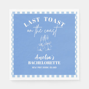 Last toast on the coast blue bachelorette party  napkin