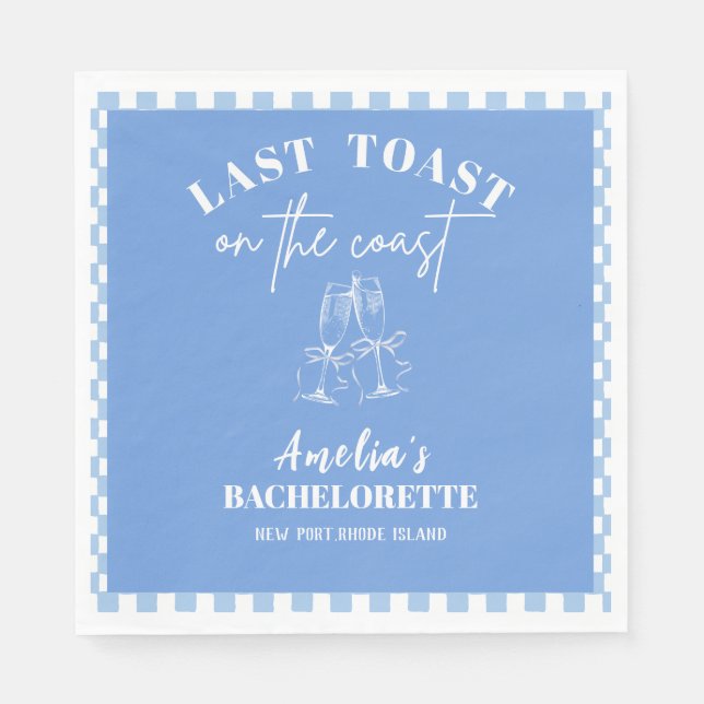 Last toast on the coast blue bachelorette party  napkin (Front)