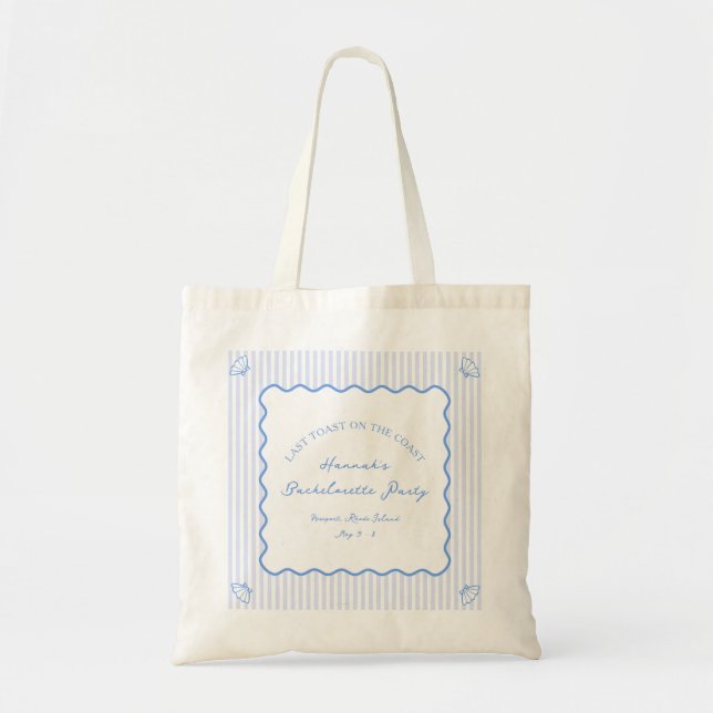 Last Toast on the Coast Blue Bachelorette Party Tote Bag (Front)