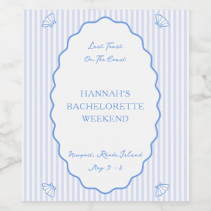 Last Toast on the Coast Blue Bachelorette Party Wine Label