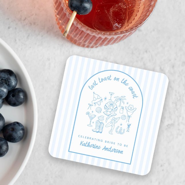 Last Toast on the Coast Blue Beach Favourites Square Sticker (Creator Uploaded)