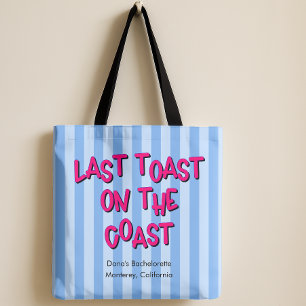 Last Toast on the Coast Blue + Hot Pink Bach Trip Tote Bag
