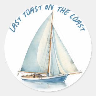 Last Toast On The Coast Bridal Shower Sticker 