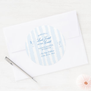 Last Toast on the Coast Drawn Stripes Bachelorette Classic Round Sticker