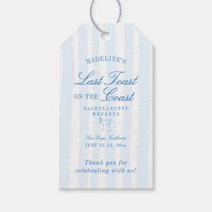 Last Toast on the Coast Drawn Stripes Bachelorette Gift Tags