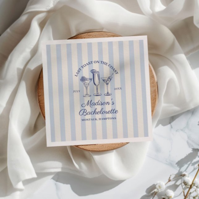 Last Toast On The Coast Dusty Blue Striped Napkin (Creator Uploaded)