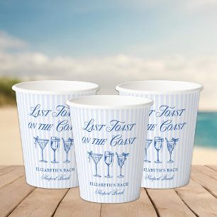 Last Toast on The Coast Elegant Hand Drawn Bows Paper Cups