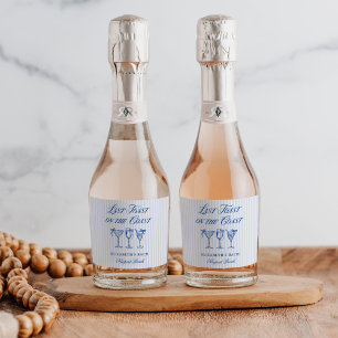 Last Toast on The Coast Elegant Hand Drawn Bows Sparkling Wine Label