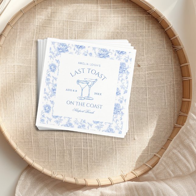 Last Toast on The Coast Floral Bachelorette Napkin (Creator Uploaded)