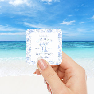 Last Toast on The Coast Floral Bachelorette Square Sticker