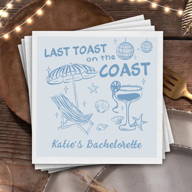 Last Toast On The Coast Handdrawn Bachelorette Napkin (Creator Uploaded)