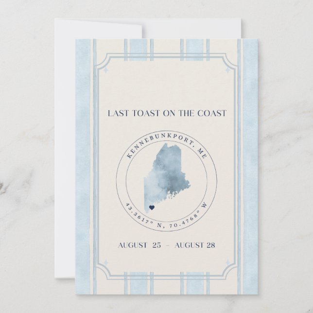 Last Toast on the Coast Kennebunkport Bachelorette Invitation (Front)