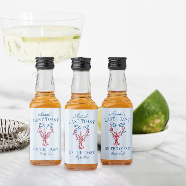 Last Toast on the Coast Lobster Bachelorette Party Liquor Bottle Label (Creator Uploaded)