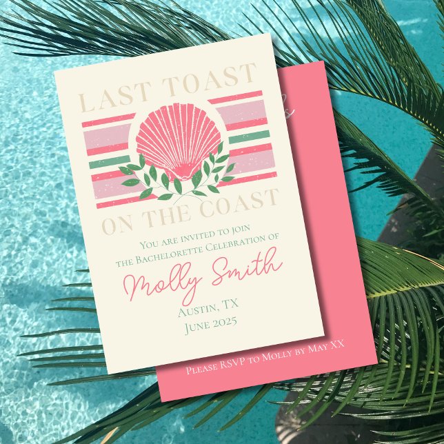 Last Toast on the Coast – Nautical Bachelorette  Invitation (Last Toast on the Coast invite with modern font – perfect for bachelorette or bridal celebrations!)