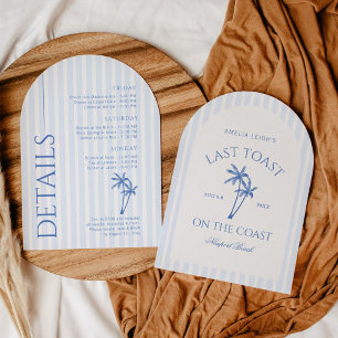 Last Toast On The Coast Palm Trees Bachelorette Invitation