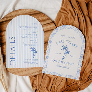 Last Toast On The Coast Palm Trees Bachelorette Invitation