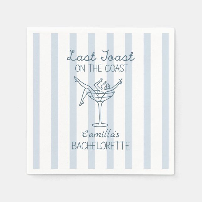 Last Toast On The Coast Whimsical Bachelorette Napkin (Front)