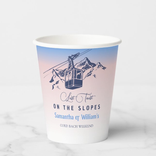 Last Toast On The Slope Ski Bachelorette COED Bach Paper Cups (Front)