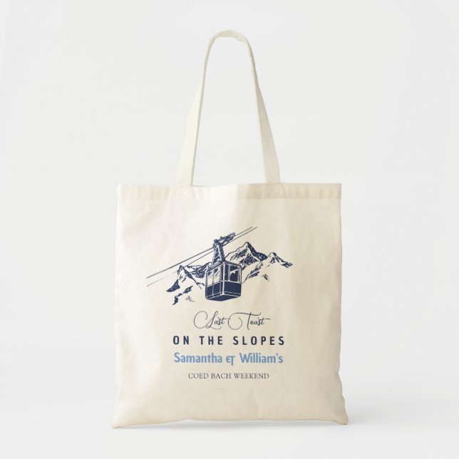 Last Toast On The Slope Ski Bachelorette Thank You Tote Bag (Front)