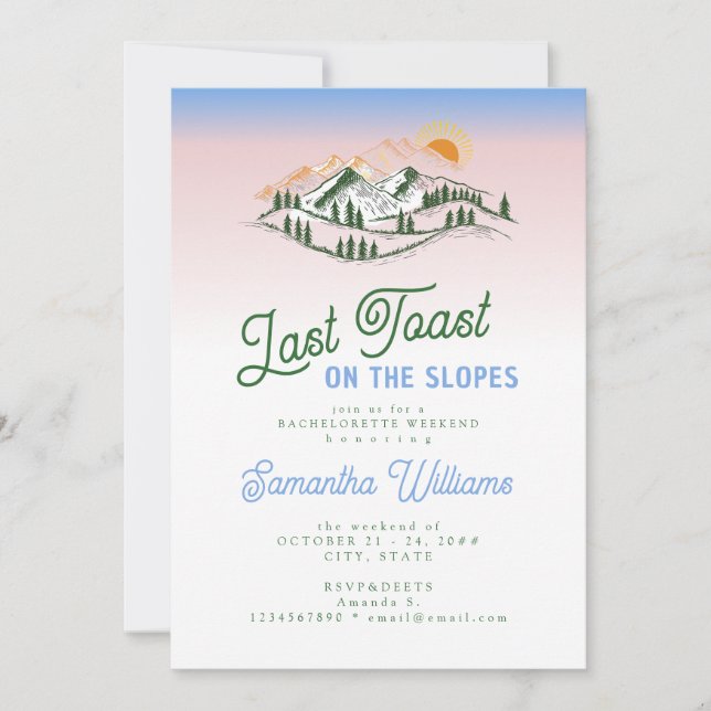 Last Toast On The Slope Skiing Winter BACH Weekend Invitation (Front)