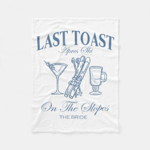 Last toast on the slopes bachelor skiing bridal fleece blanket