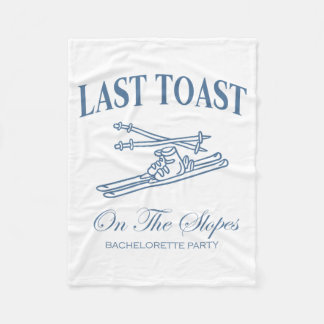 Last toast on the slopes bachelor skiing bridal fleece blanket