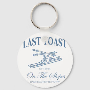 Last toast on the slopes bachelor skiing bridal key ring