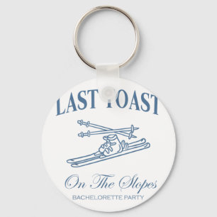 Last toast on the slopes bachelor skiing bridal key ring