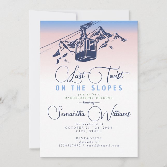 Last Toast On The Slopes Ski Bachelorette Weekend Invitation (Front)