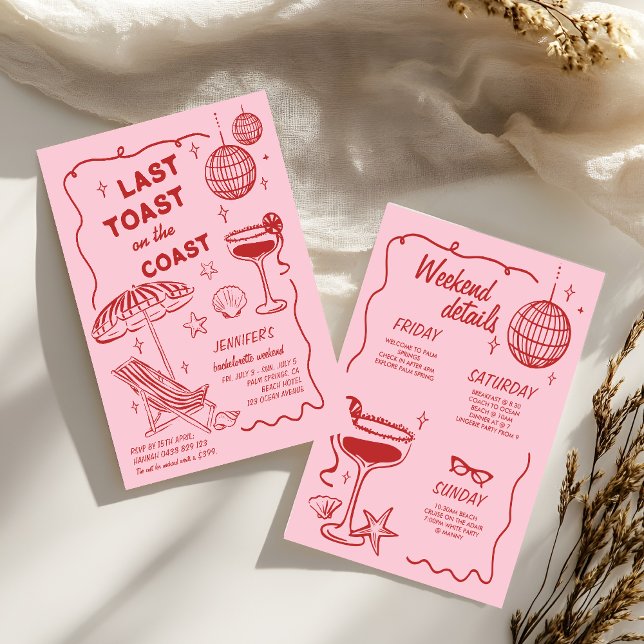 LAST TOAST  RETRO DOODLE BACHELORETTE WEEKEND INVITATION (Creator Uploaded)