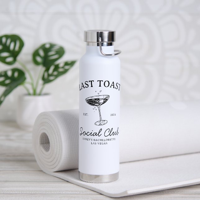 Last toast Social  Club Bachelorette Party Merch Water Bottle (Yoga)