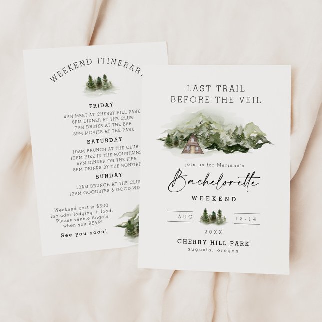 Last Trail Before The Veil Bachelorette Weekend Invitation (Creator Uploaded)