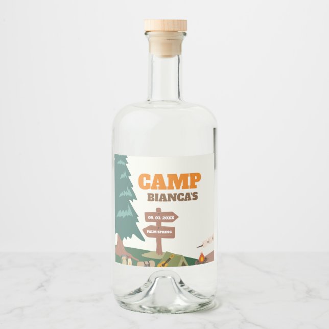 Last Trail Before The Veil Camp Bachelorette Liquor Bottle Label (Front)