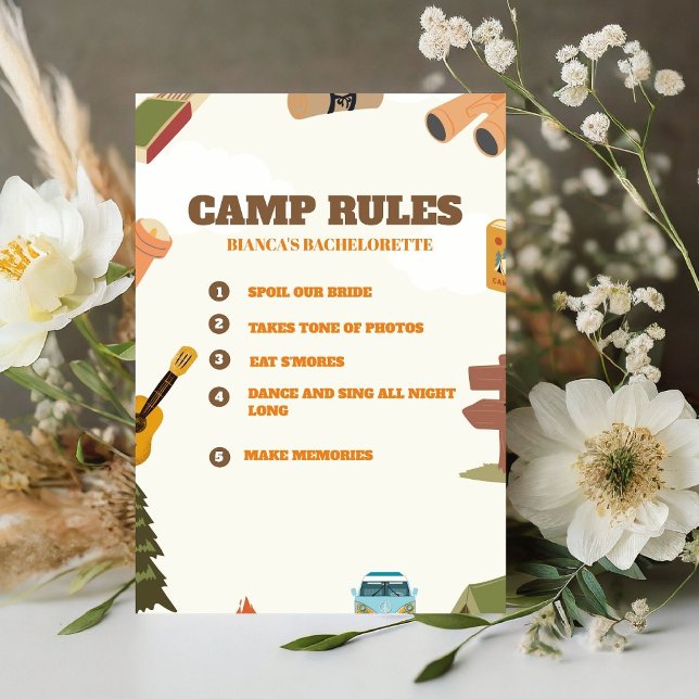 Last Trail Before The Veil Camp Rules Bachelorette Pedestal Sign (Creator Uploaded)