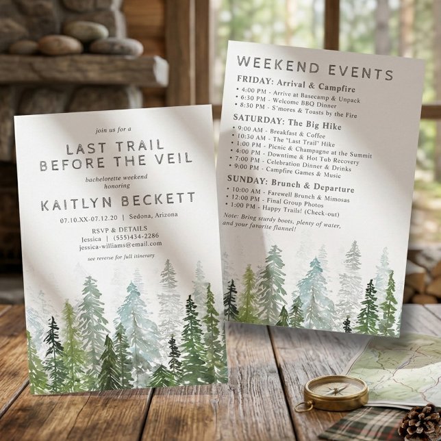 Last Trail Camping Bachelorette Weekend Itinerary Invitation (Creator Uploaded)