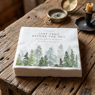 Last Trail Pine Forest Camping Bachelorette Party Napkin