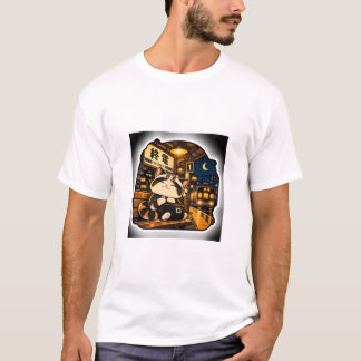 Last Train Cat T-Shirt | Japanese Station Night Ar