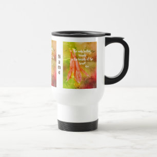 Lasting Beauty Columbine Inspirational Rumi Quote  Travel Mug