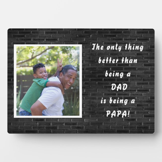 Lasting Gift! Papa Photo Plaque with Easel (Front)