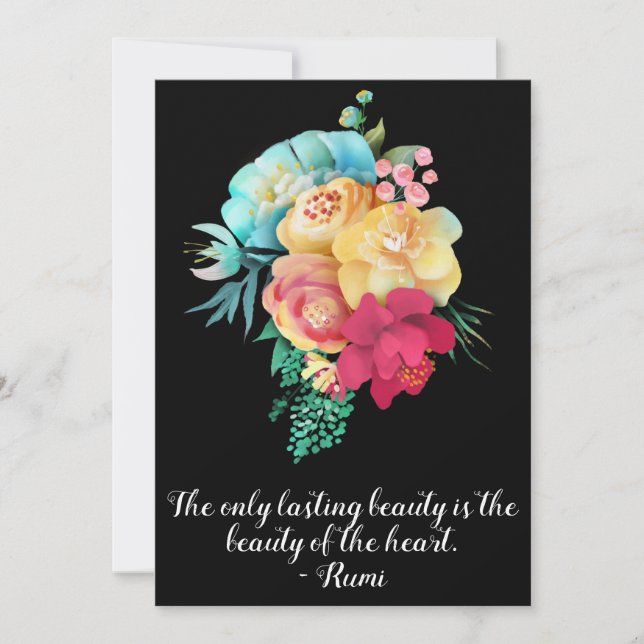 Lasting Love Bouquet Rumi Quote Card (Front)