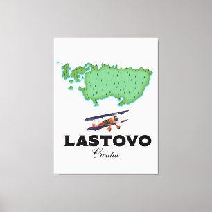 Lastovo Croatia map travel poster. Canvas Print