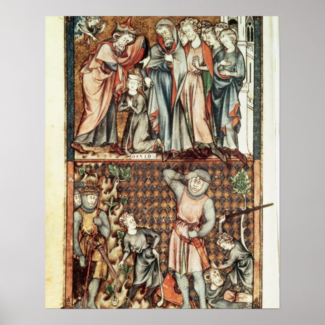 Lat 1023 f.7v David and Goliath with Saul by Le Be Poster (Front)