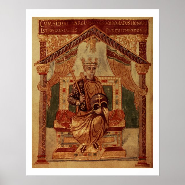 Lat 1152 f.3v Charlemagne (Carolus Magnus, Charles Poster (Front)