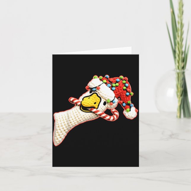 Latch Hook Faux Yarn Funny Goose Christmas Crochet Card (Front)